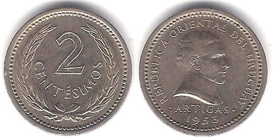 (33) Uruguay. 1952. 2 Centesimos (MBC)