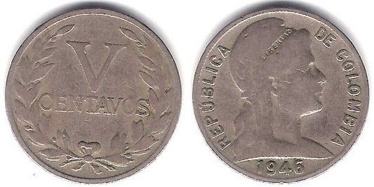 (199) Colombia. 1946. 5 Centavos (MBC-)