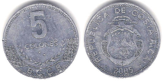 (227b) Costa Rica. 2005. 5 Colones (MBC+)