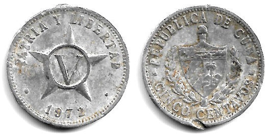 (34) Cuba. 1972. 5 Centavos (BC)
