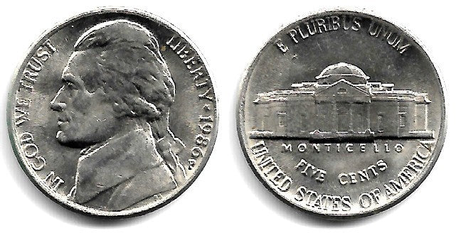 (A192) Estados Unidos de América. 1986(P). 5 Cents (EBC)