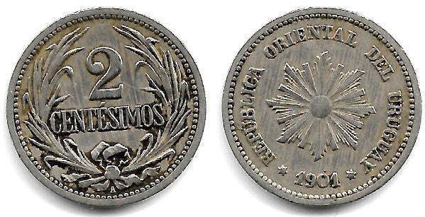 (19) Uruguay. 1901. 2 Centesimos (MBC-)