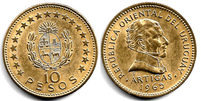 (48) Uruguay. 1965. 10 Pesos (SC)