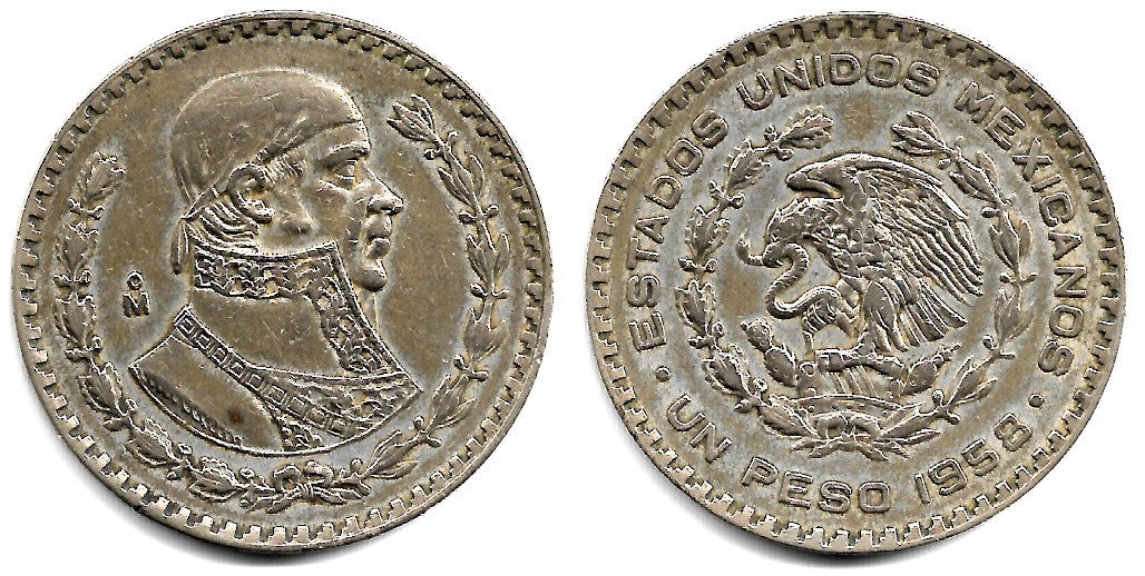 (459) Estados Unidos Mexicanos. 1958. 1 Peso  (MBC) (Plata)