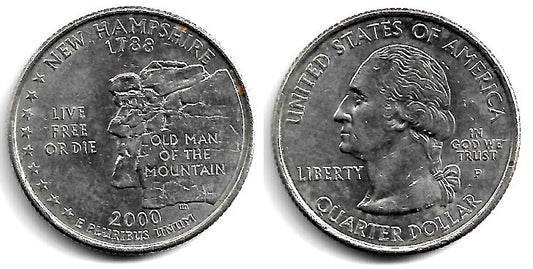 (308) Estados Unidos de América. 2000(P). Quarter Dollar (EBC) New Hampshire