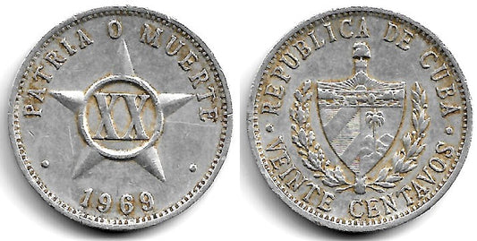 (35.1) Cuba. 1969. 20 Centavos (EBC-)
