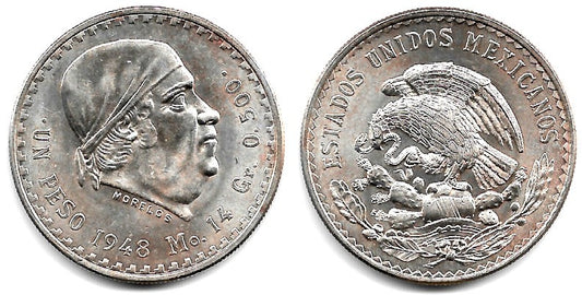 (456) Estados Unidos Mexicanos. 1948. 1 Peso (SC) (Plata)