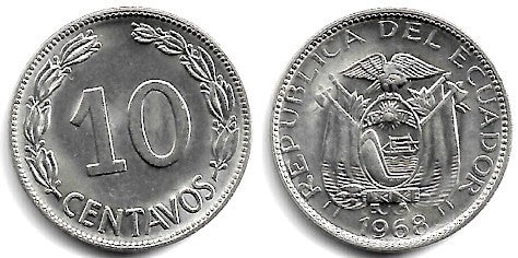 (76c) Ecuador. 1968. 10 Centavos (SC)