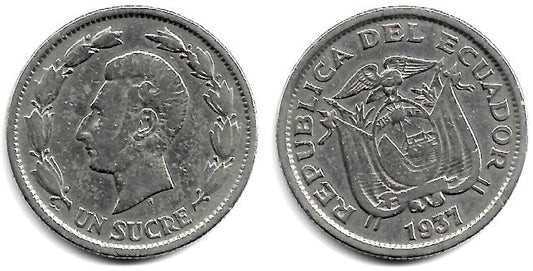 (78.1) Ecuador. 1937. 1 Sucre (BC/BC+)