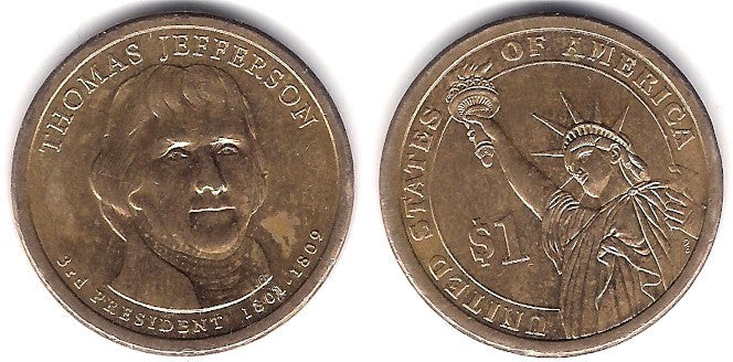 (403) Estados Unidos de América. 2007(P). 1 Dollar (MBC) Thomas Jefferson