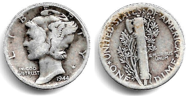 (140) Estados Unidos de América. 1944. 1 Dime (BC+) (Plata)