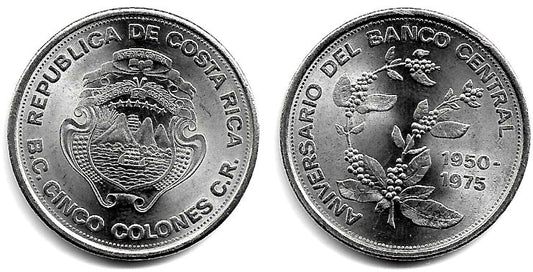 (203) Costa Rica. 1975. 5 Colones (SC-)