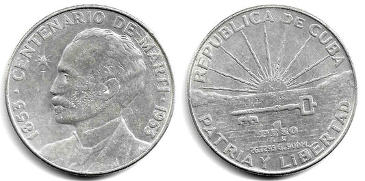 (29) Cuba. 1953. 1 Peso (EBC) (Plata)