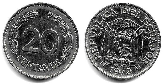 (77.1c) Ecuador. 1972. 20 Centavos (EBC)